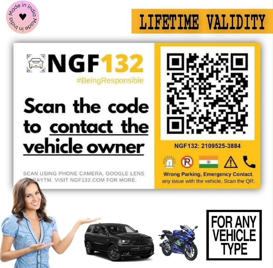 Sampark QR tags work for any vehicle type — cars, bikes, and more